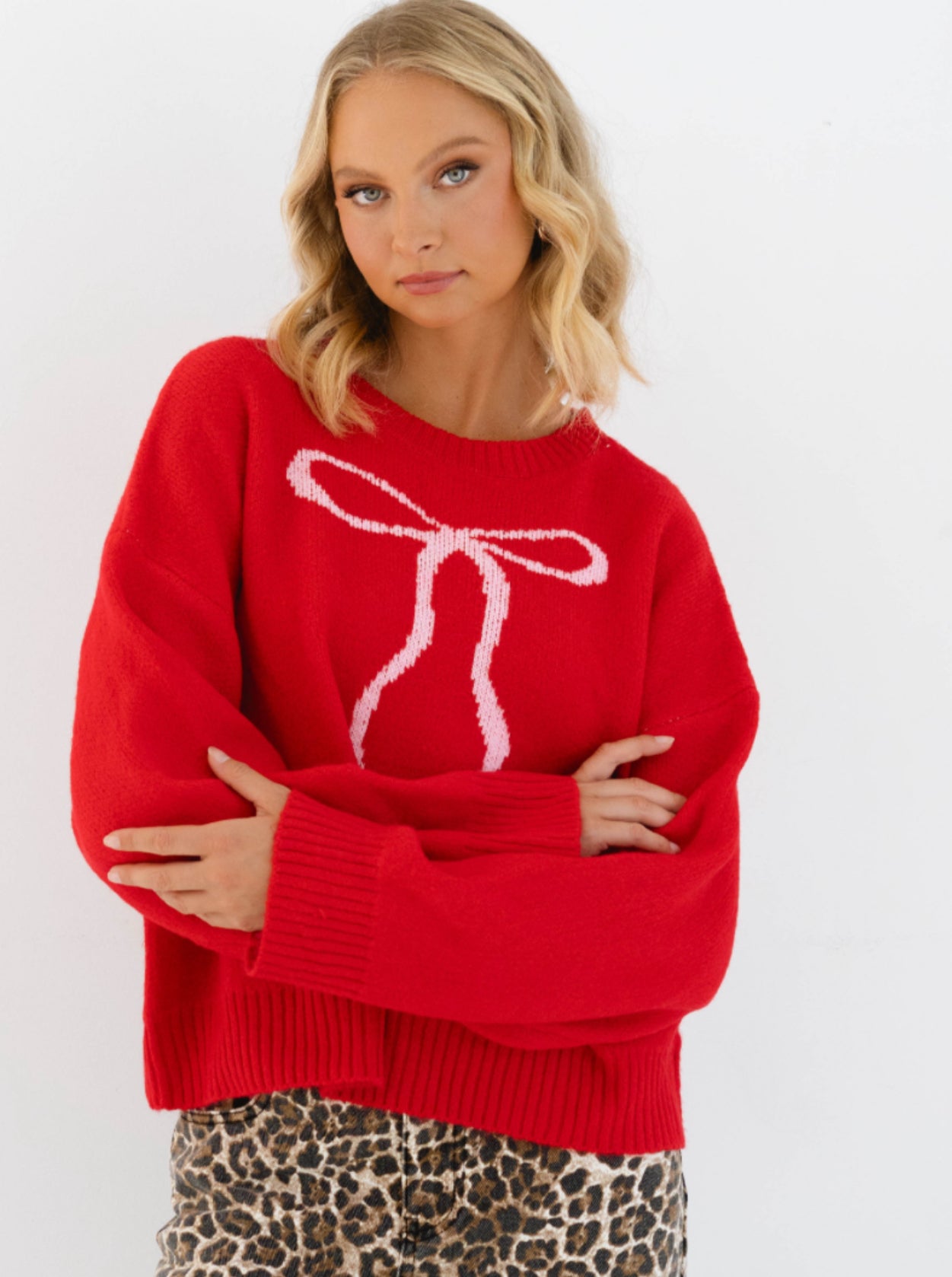 Red Bow Knit Jumper