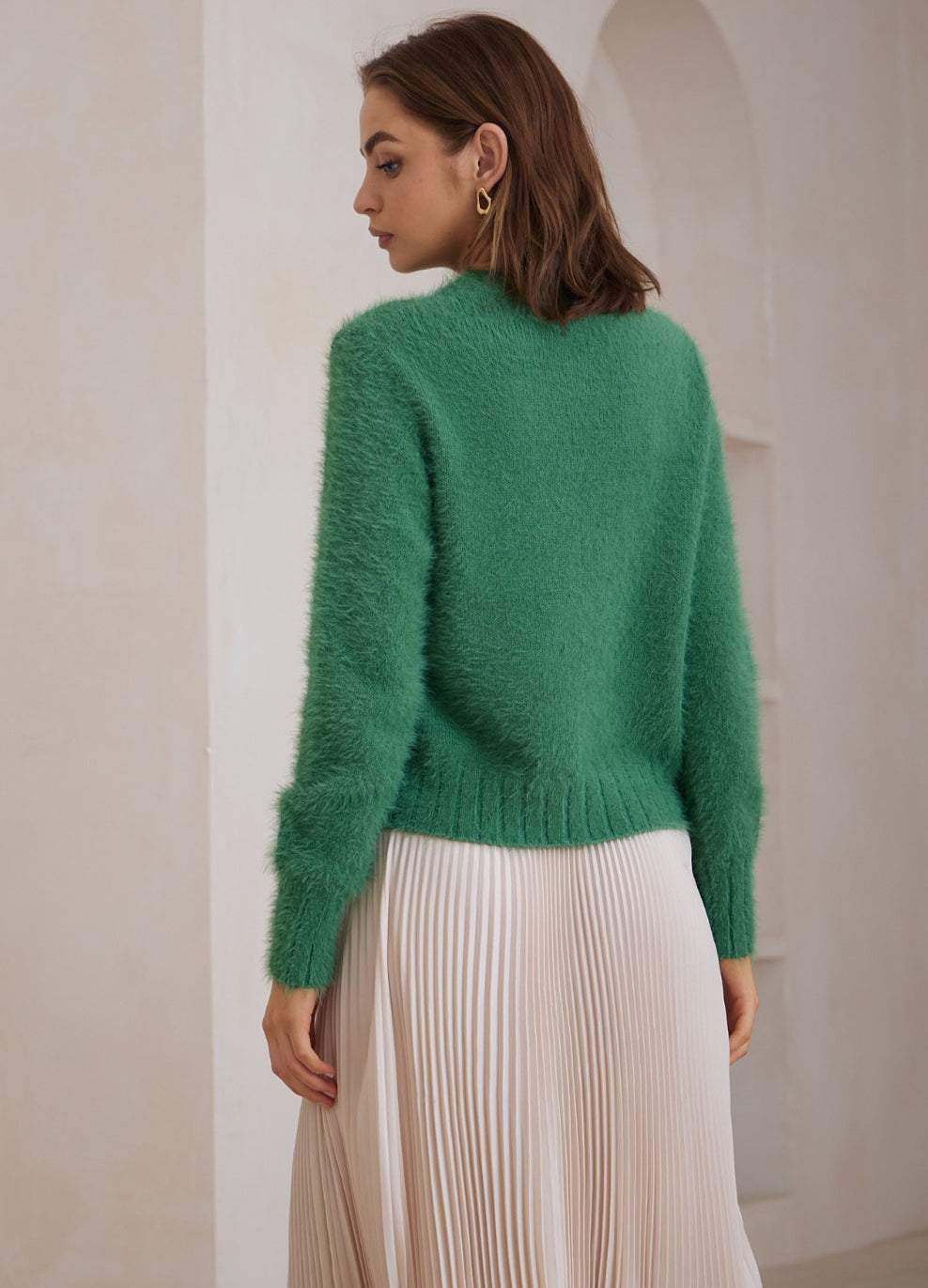 Tully Green Fluffy Knit