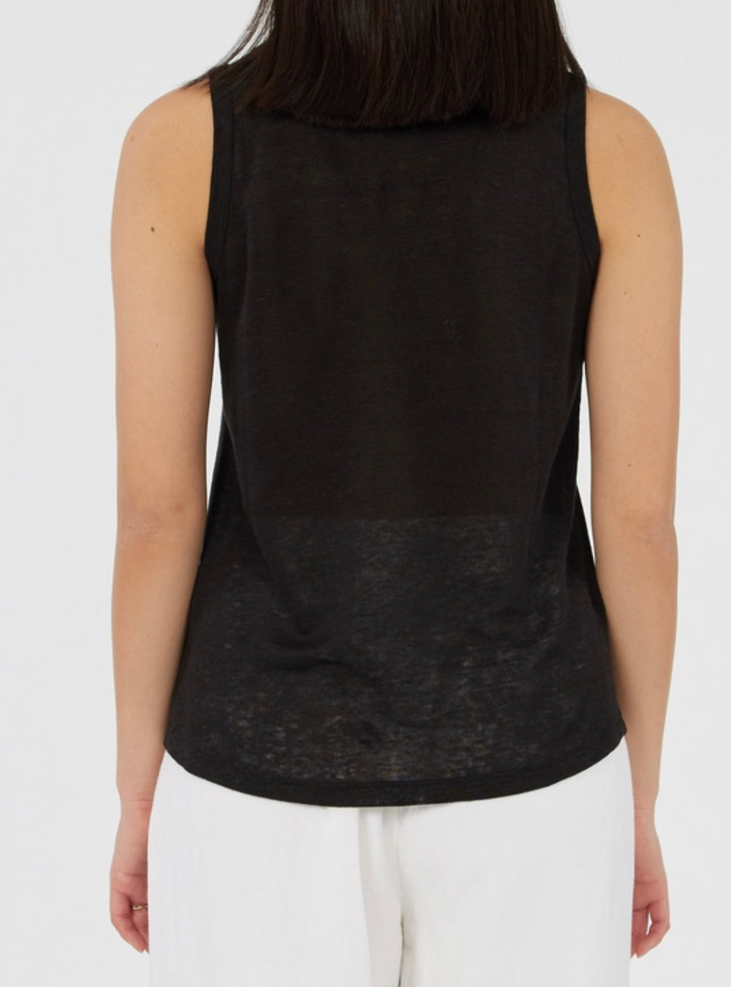 Aceline Black Linen Tank