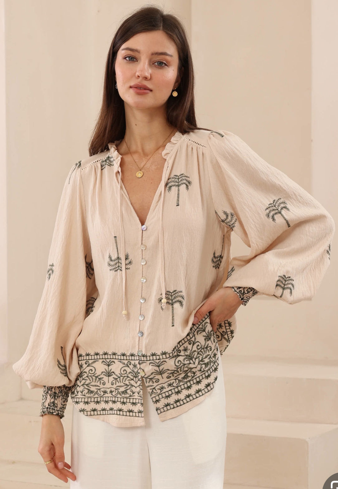 Pamela Green Palm Blouse