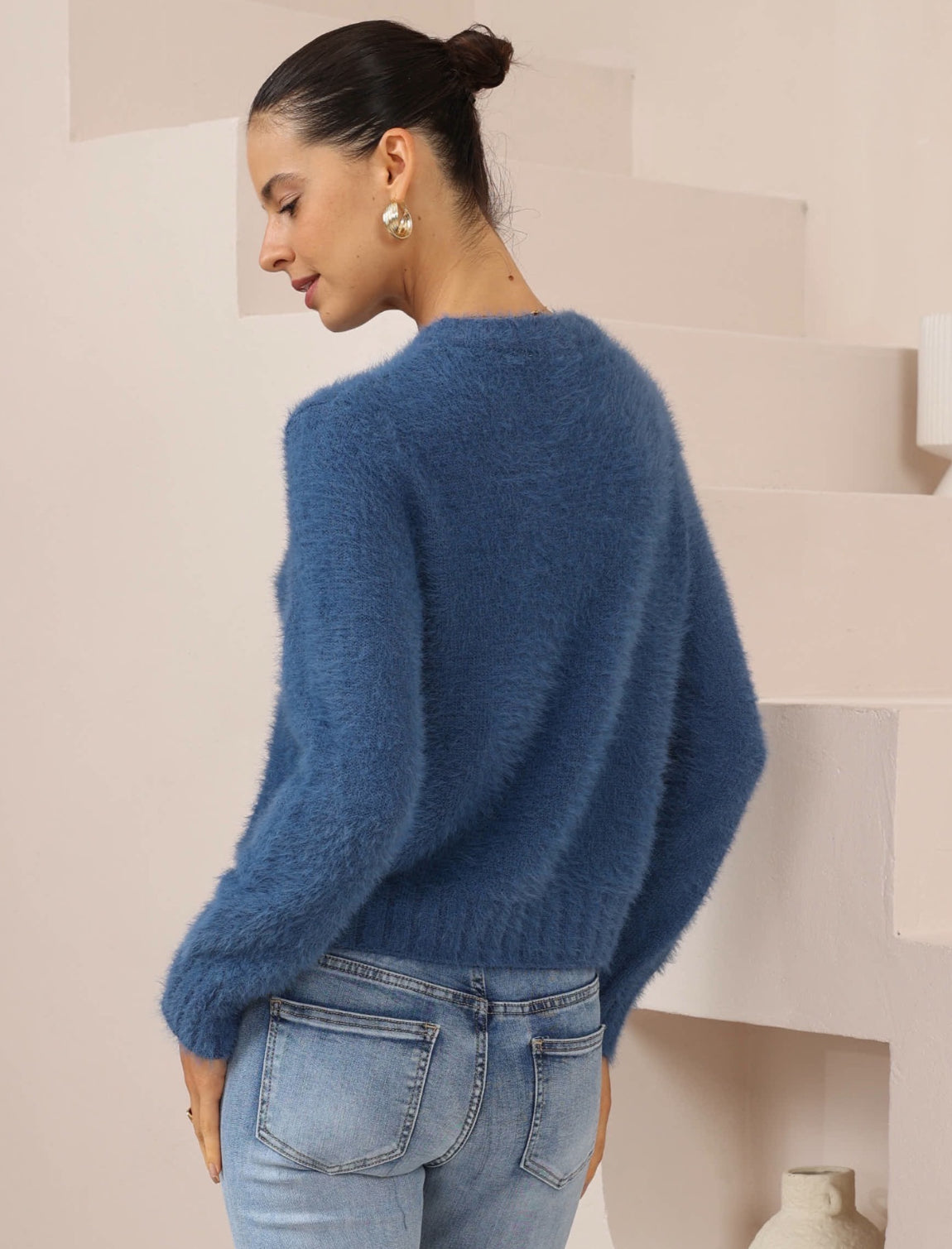 Tully Blue Fluffy Knit