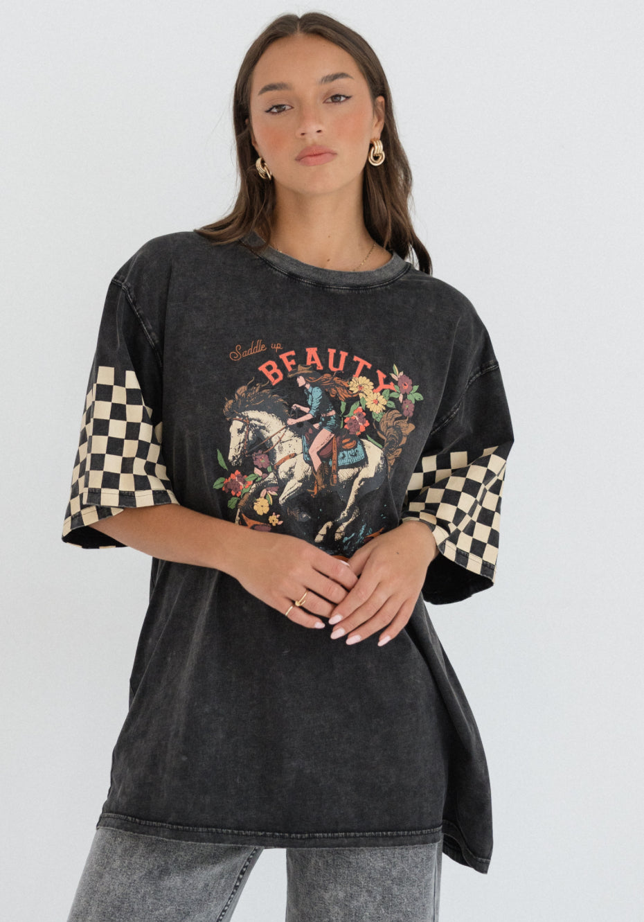 Beauty Vintage Black Oversized Tee