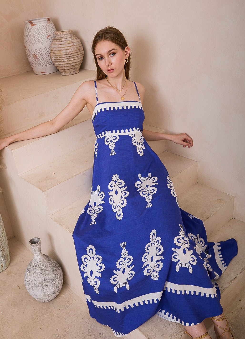 Bali Dreams Blue/White Maxi Dress