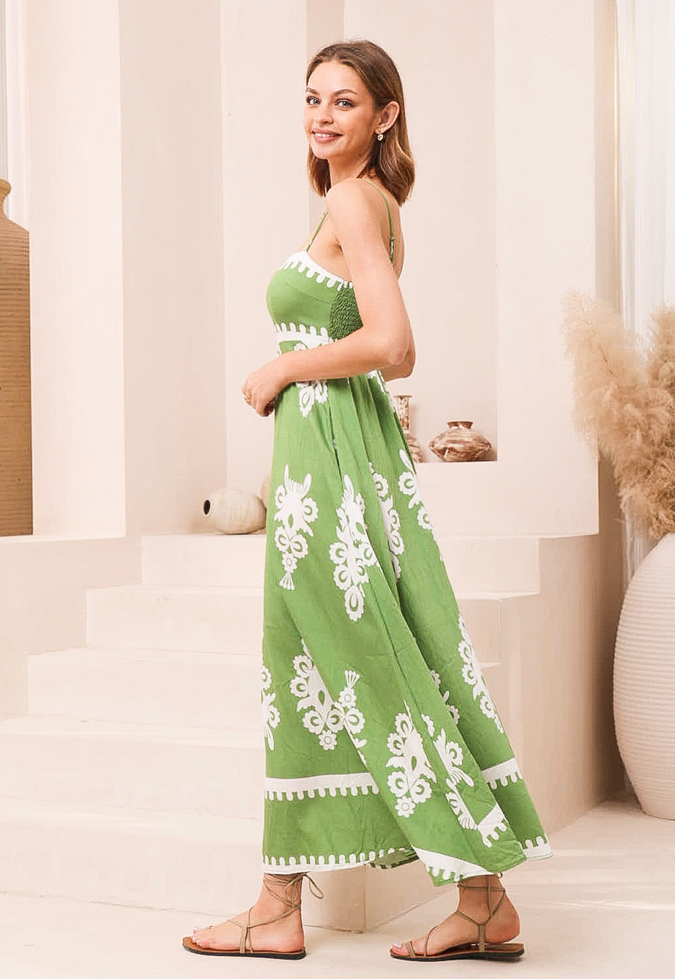 Bali Dreams Green/White Maxi Dress