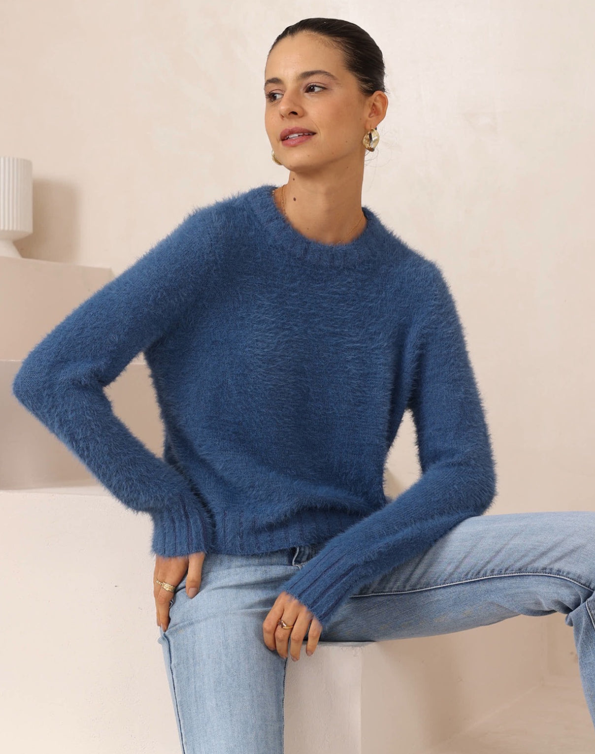 Tully Blue Fluffy Knit