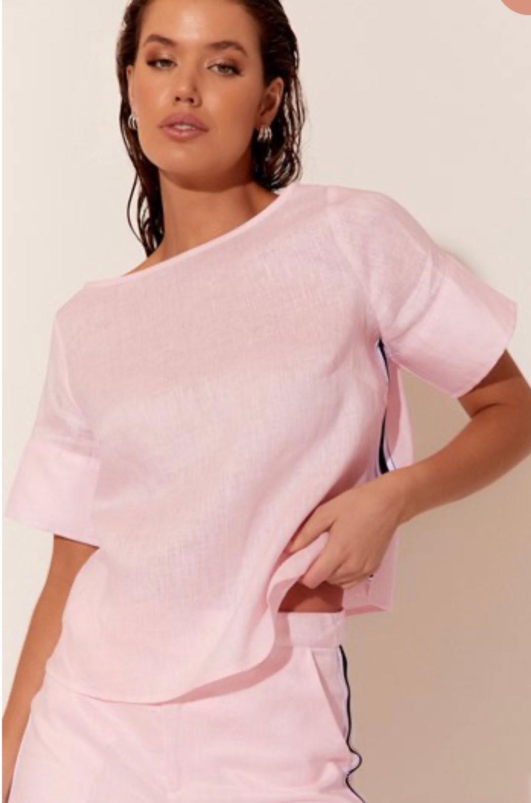 CONNIE Pink GROSGRAIN STRIPE TOP