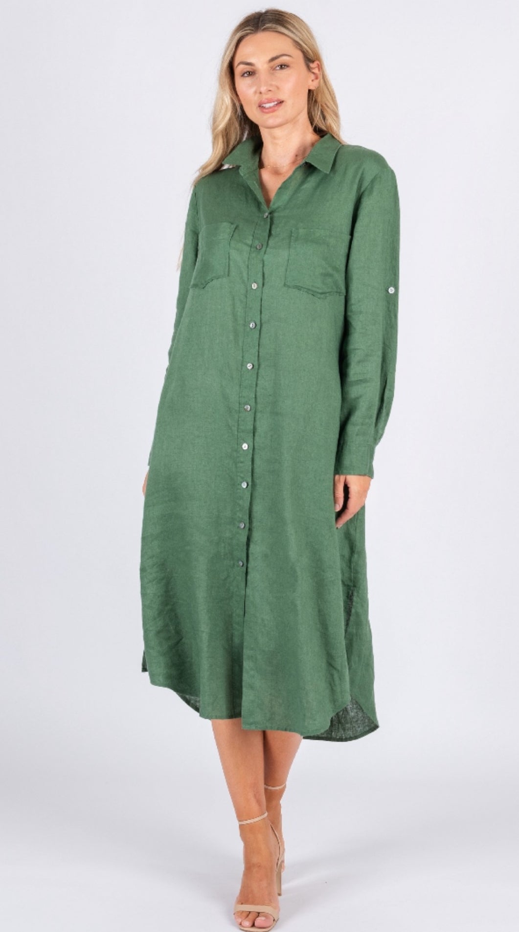 Miranda Green Shirt Maxi Dress