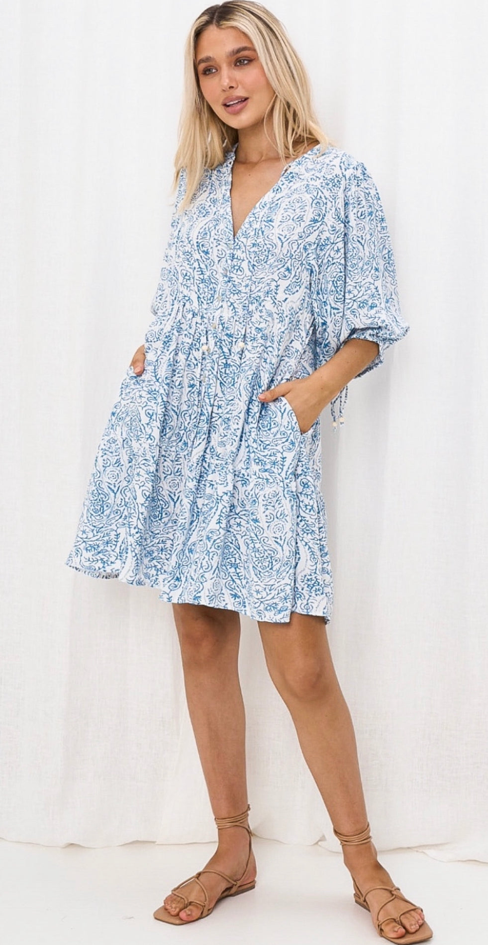 Belinda Blue and White Mini Dress