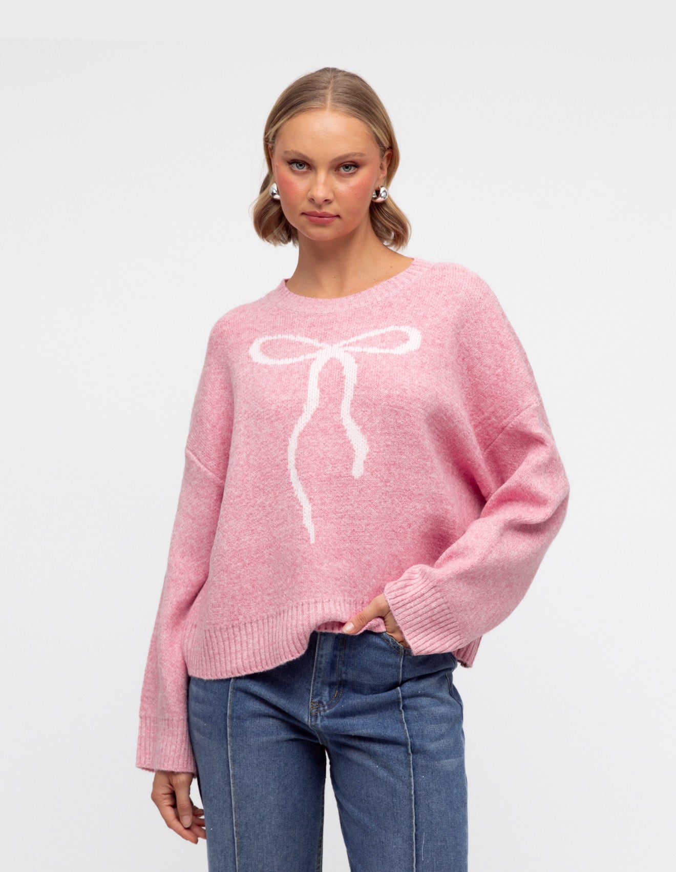 Pink Bow Knit Jumper