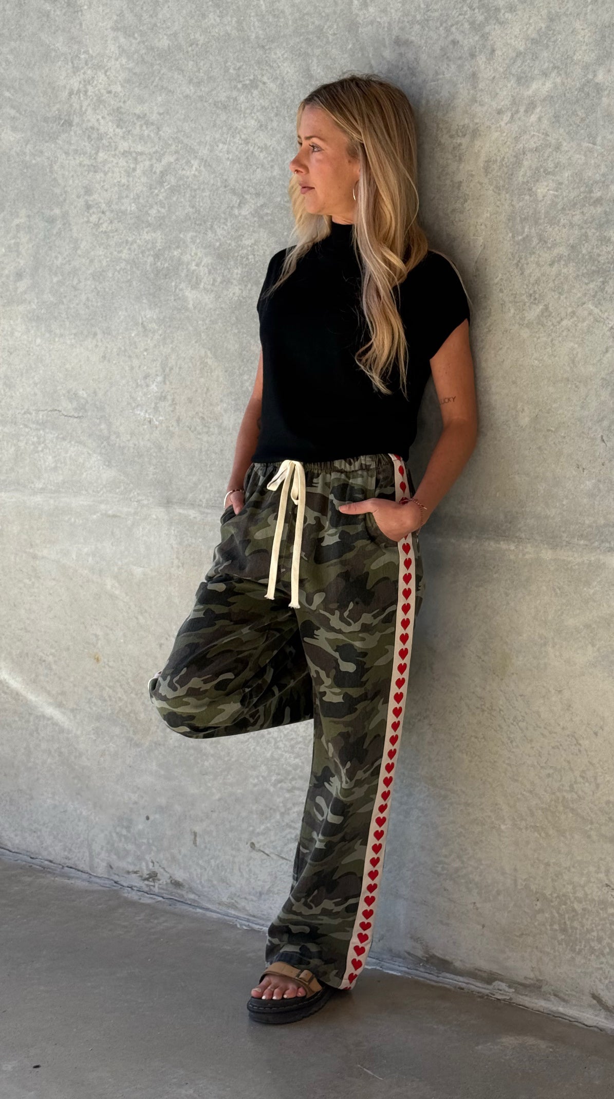 Camo Wide Leg Denim Pant
