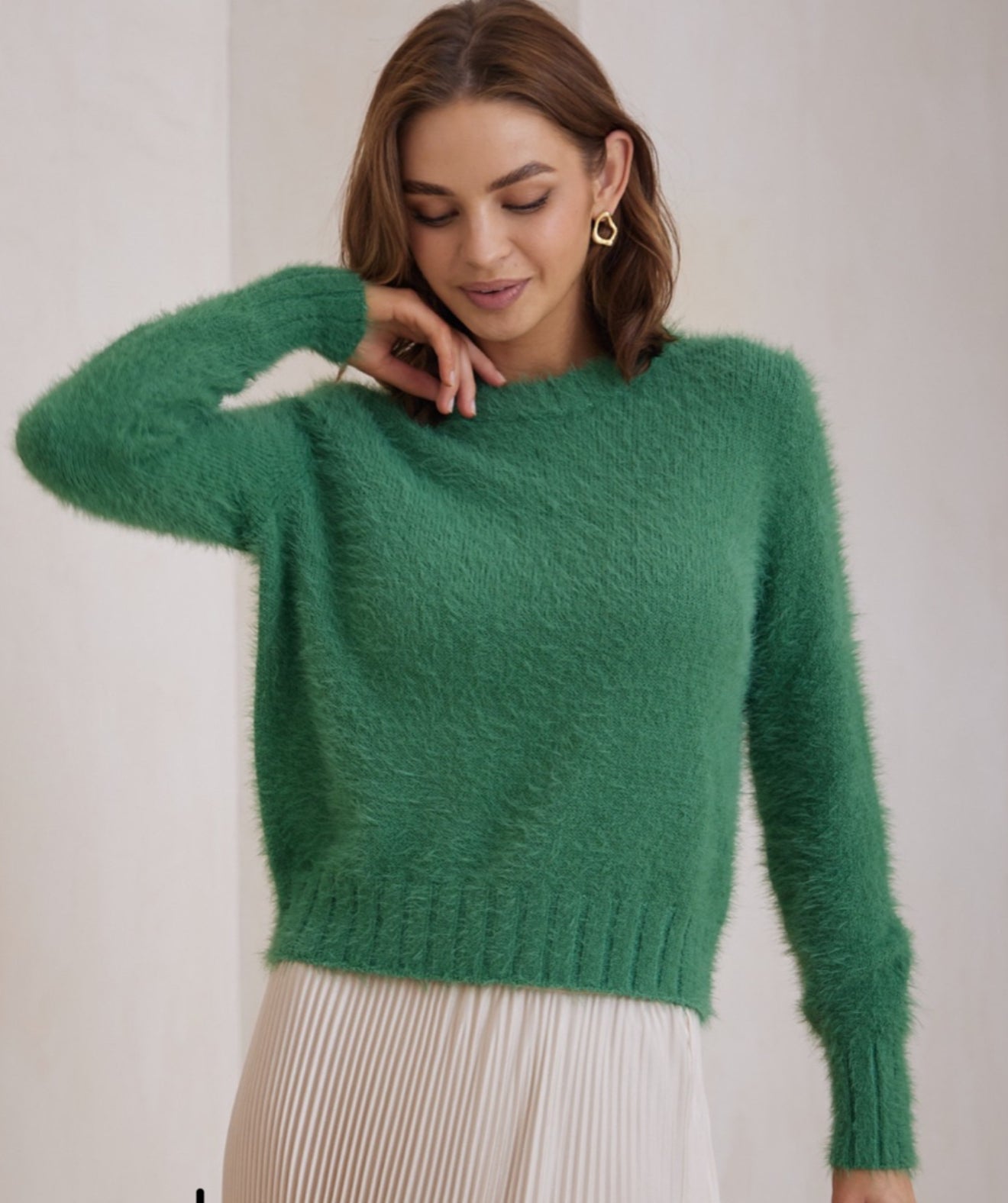 Tully Green Fluffy Knit
