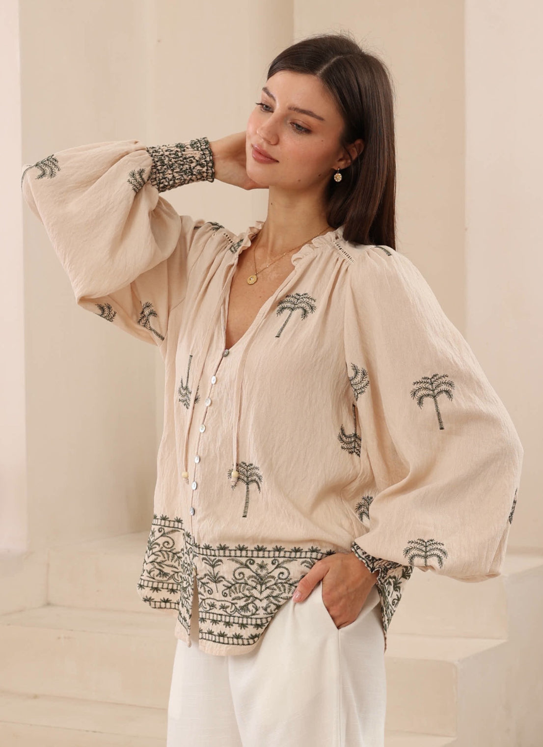 Pamela Green Palm Blouse
