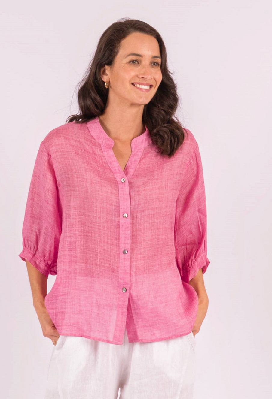 Romance Hot Pink Linen Blouse