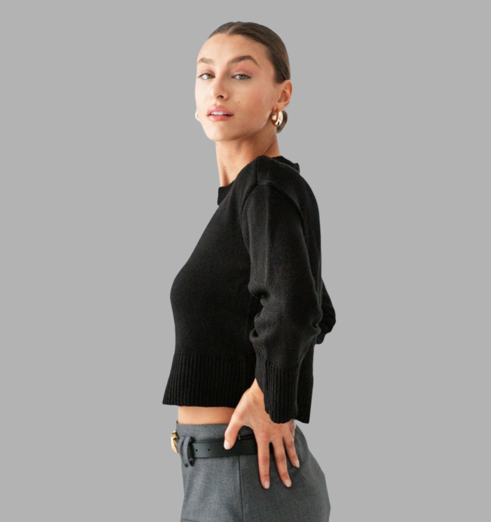 Cardinal Crop Black Knit Jumper