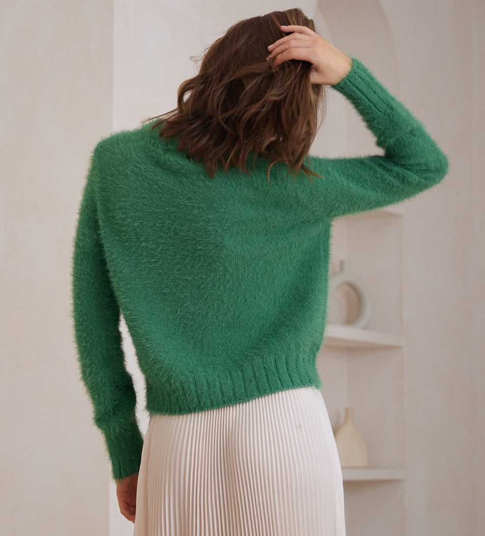 Tully Green Fluffy Knit
