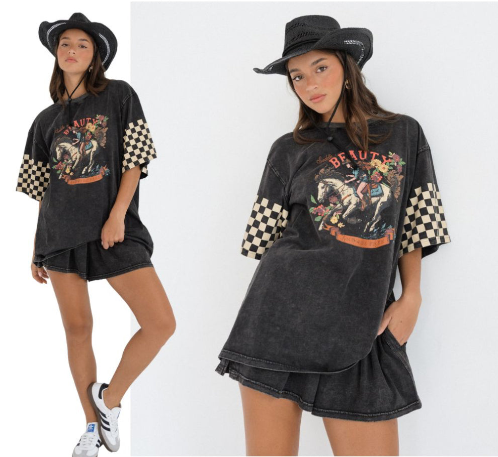 Beauty Vintage Black Oversized Tee