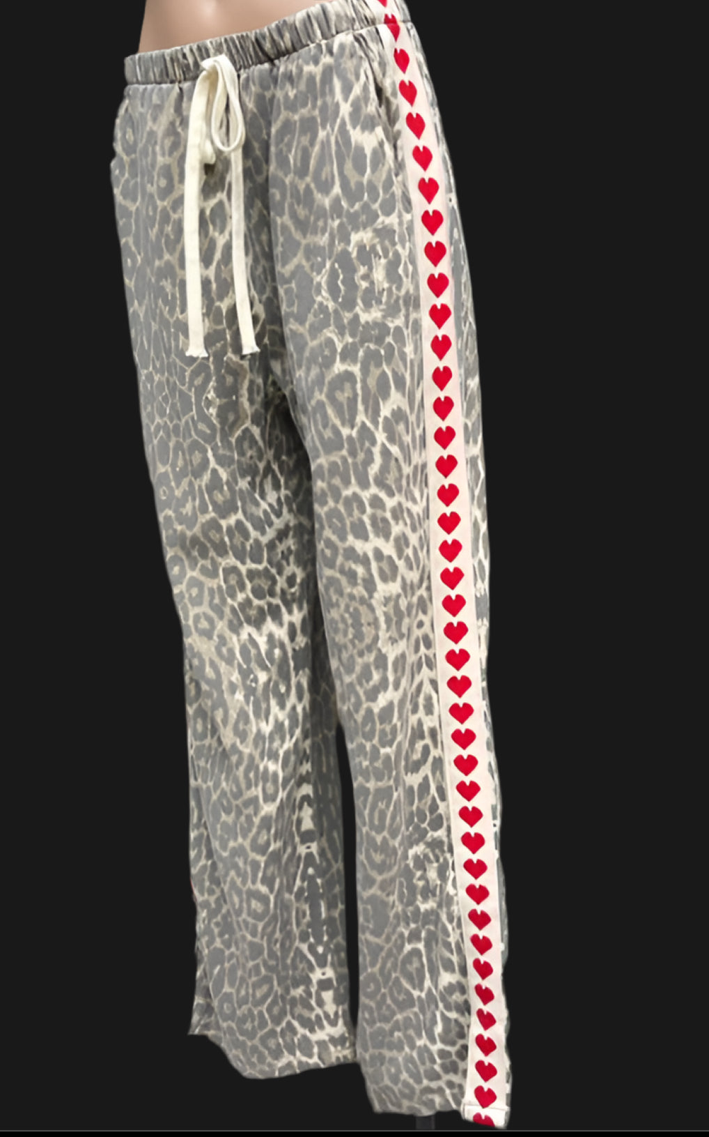 Leo Hearts Wide Leg Leopard Denim Pant