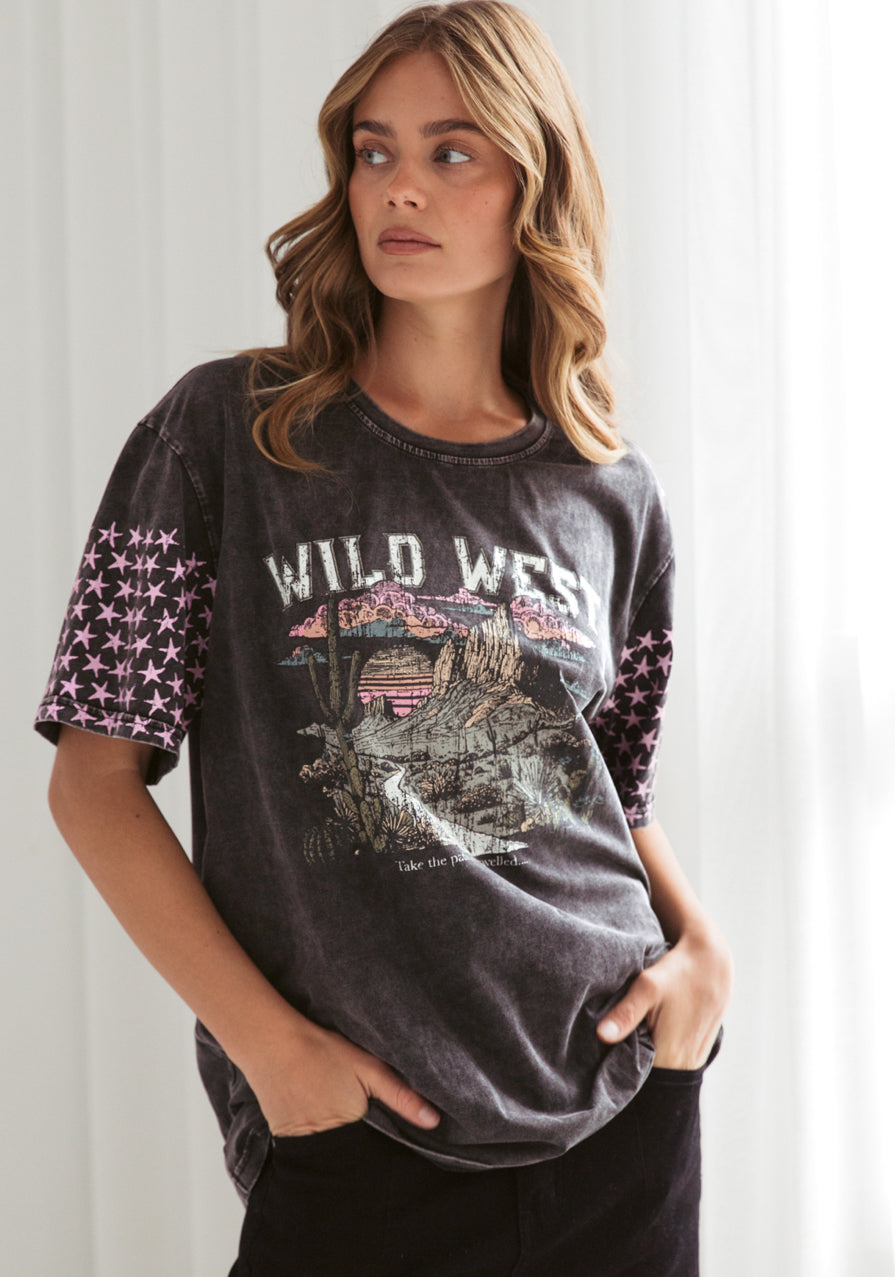 Wild West Vintage Black Oversized Tee