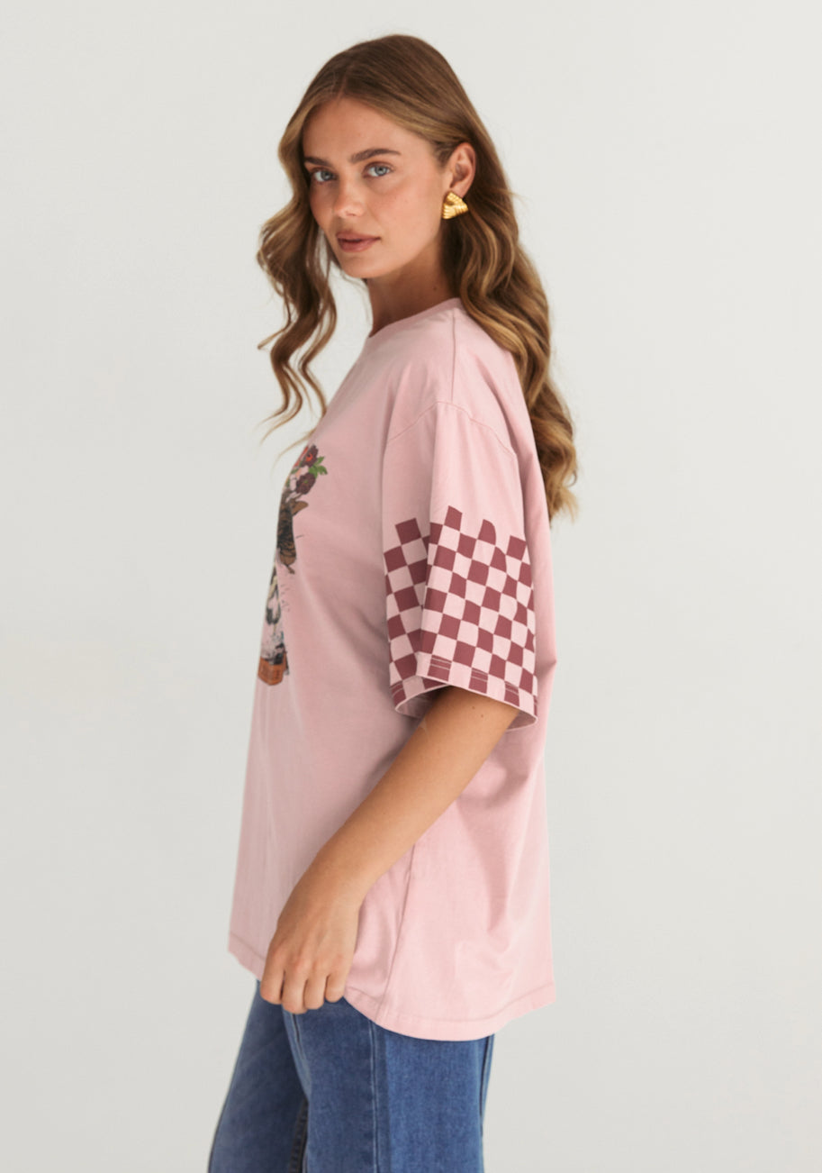 Beauty Feather Pink Oversized Tee