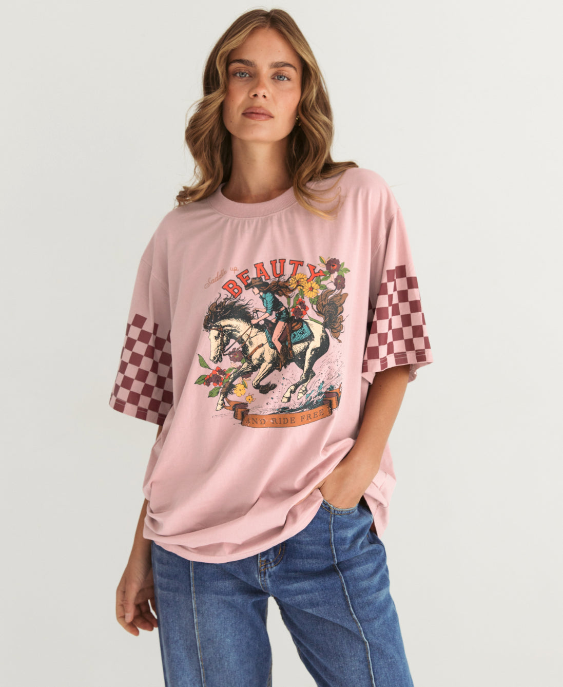 Beauty Feather Pink Oversized Tee