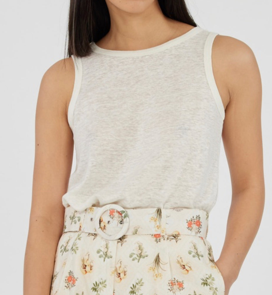 Aceline Ivory Linen Tank