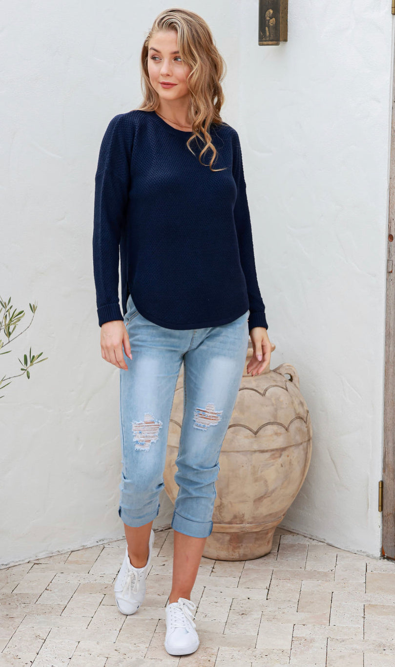 Carley Cotton Navy Knit