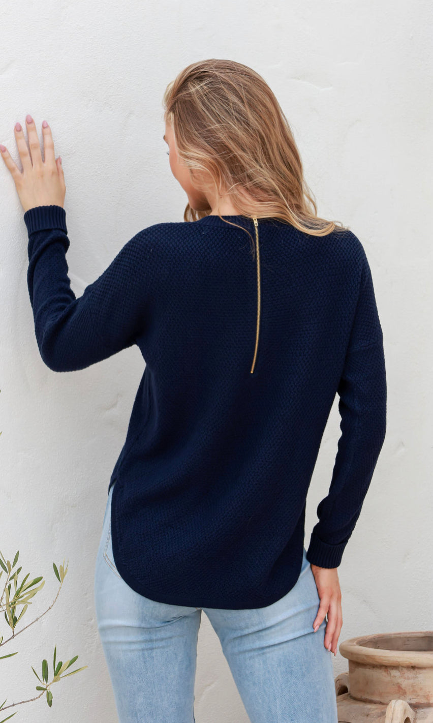 Carley Cotton Navy Knit