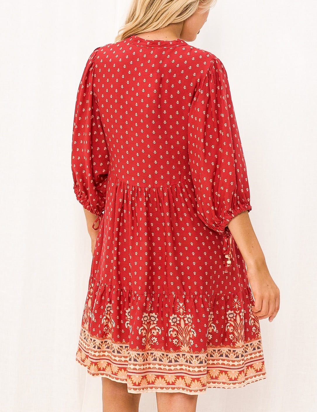 Belinda Red and Natural Mini Dress