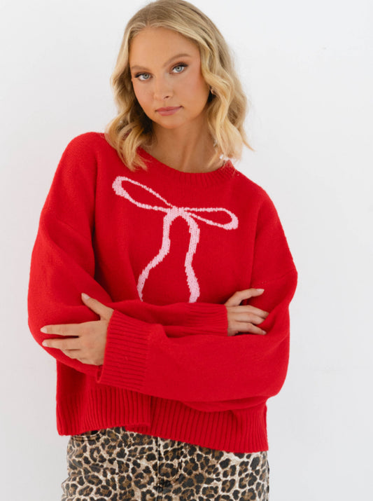 Red Bow Knit Jumper