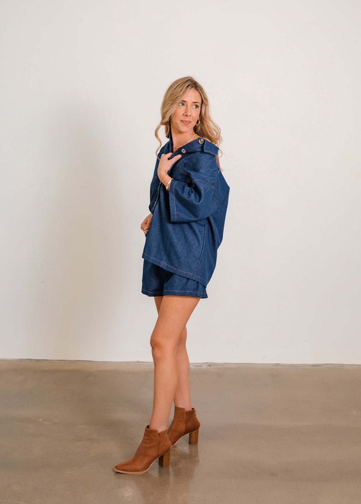 Kourtney Denim Shirt and Short Set