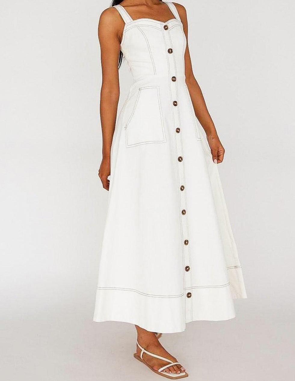 Paris White Denim Maxi Dress