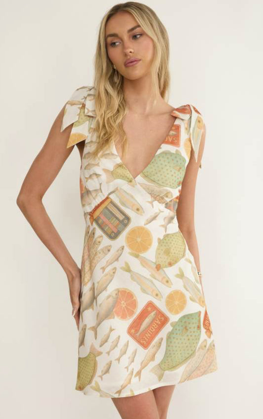 Santorini Sage/Orange Mini Dress