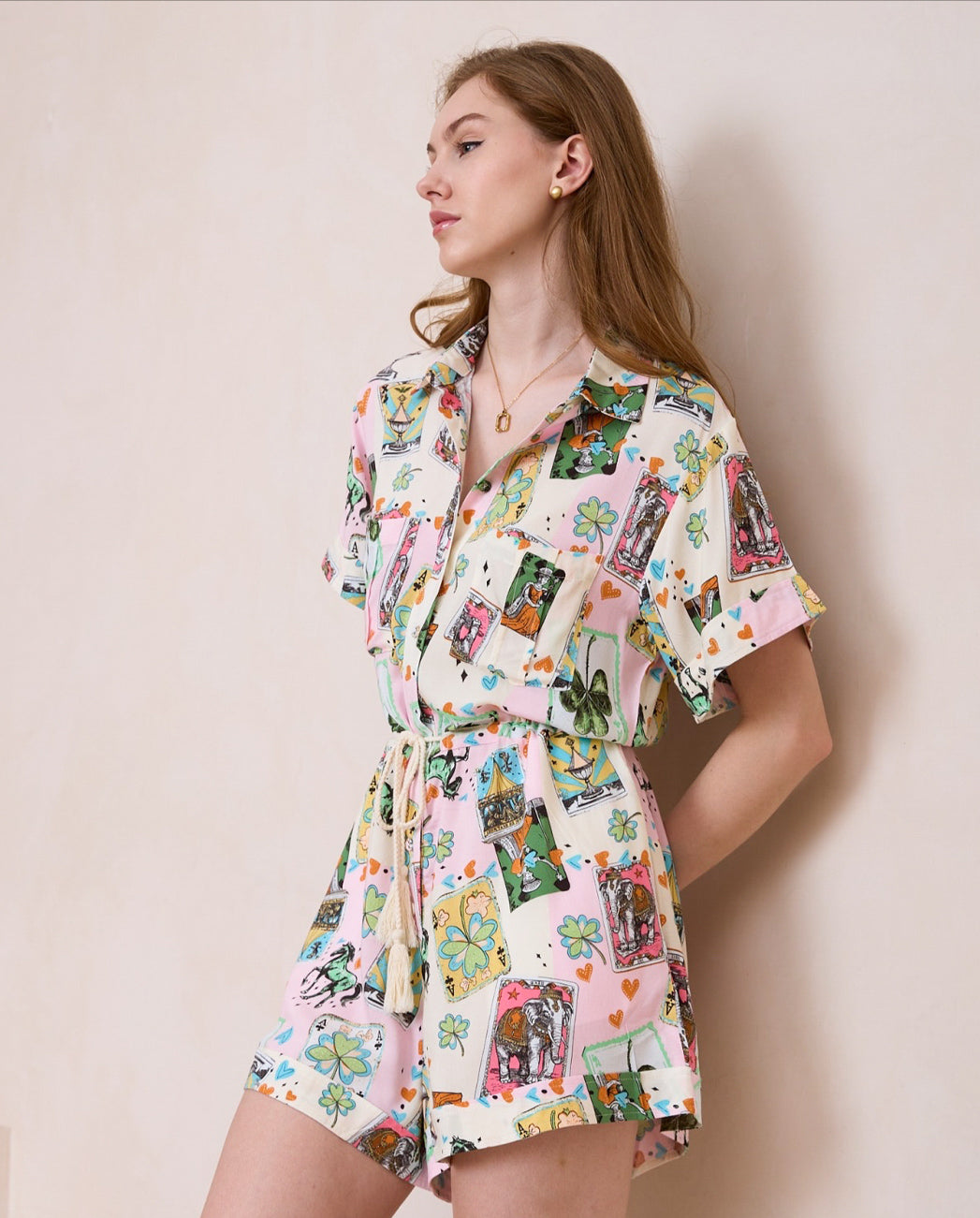 Poker Print Playsuit