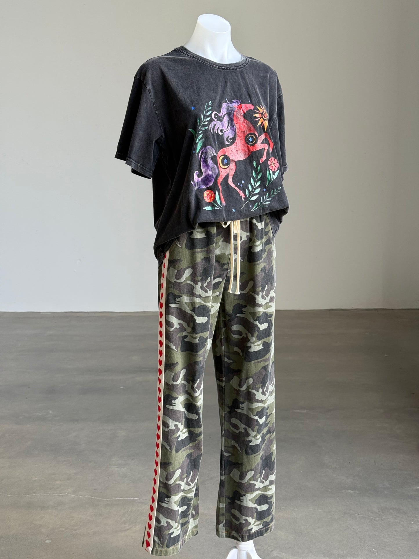 Camo Wide Leg Denim Pant