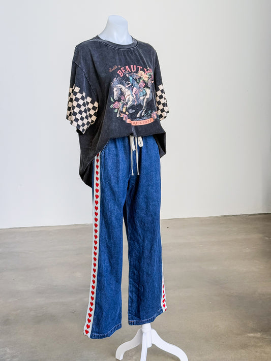Heart Wide Leg Denim Pant