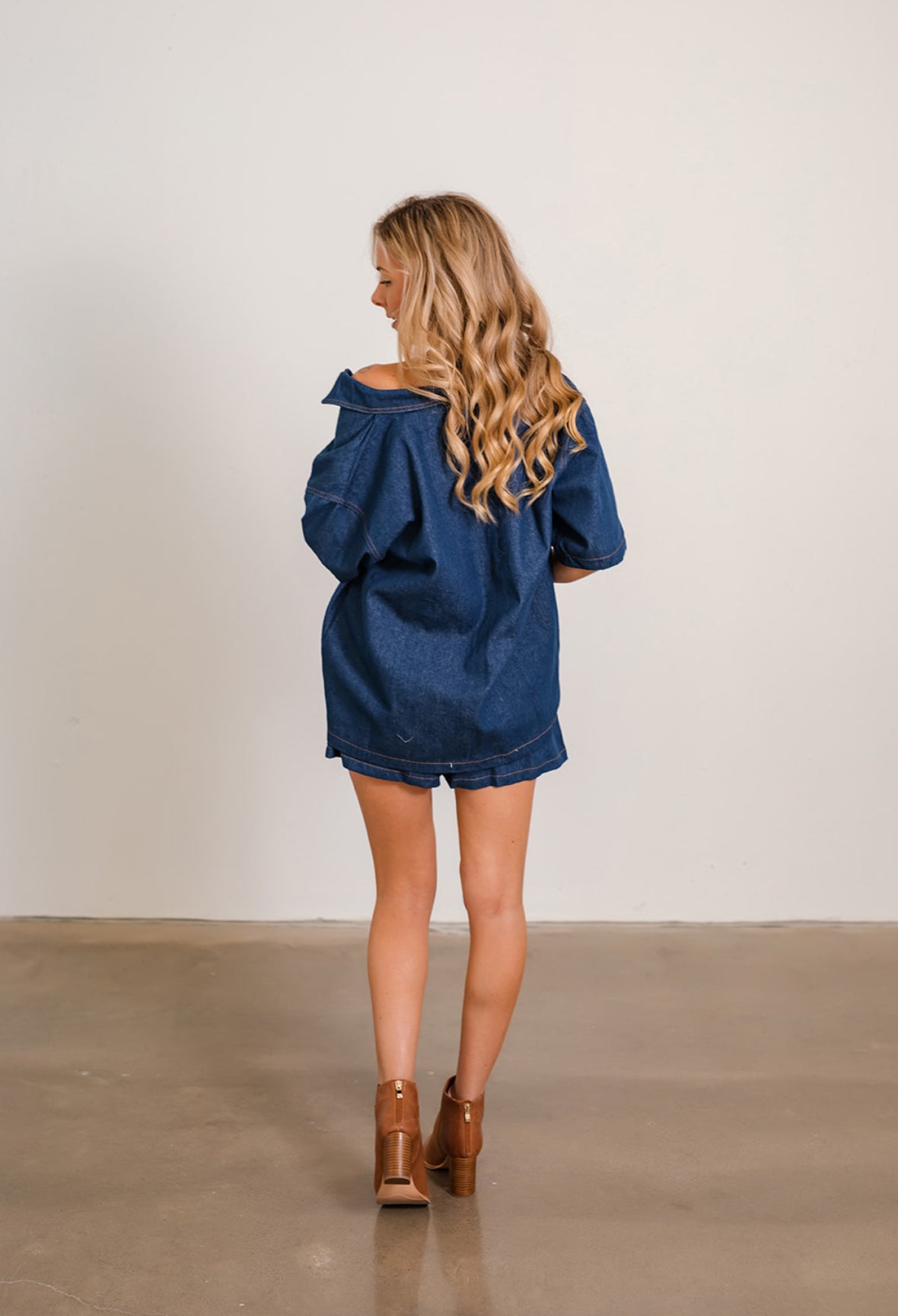 Kourtney Denim Shirt and Short Set