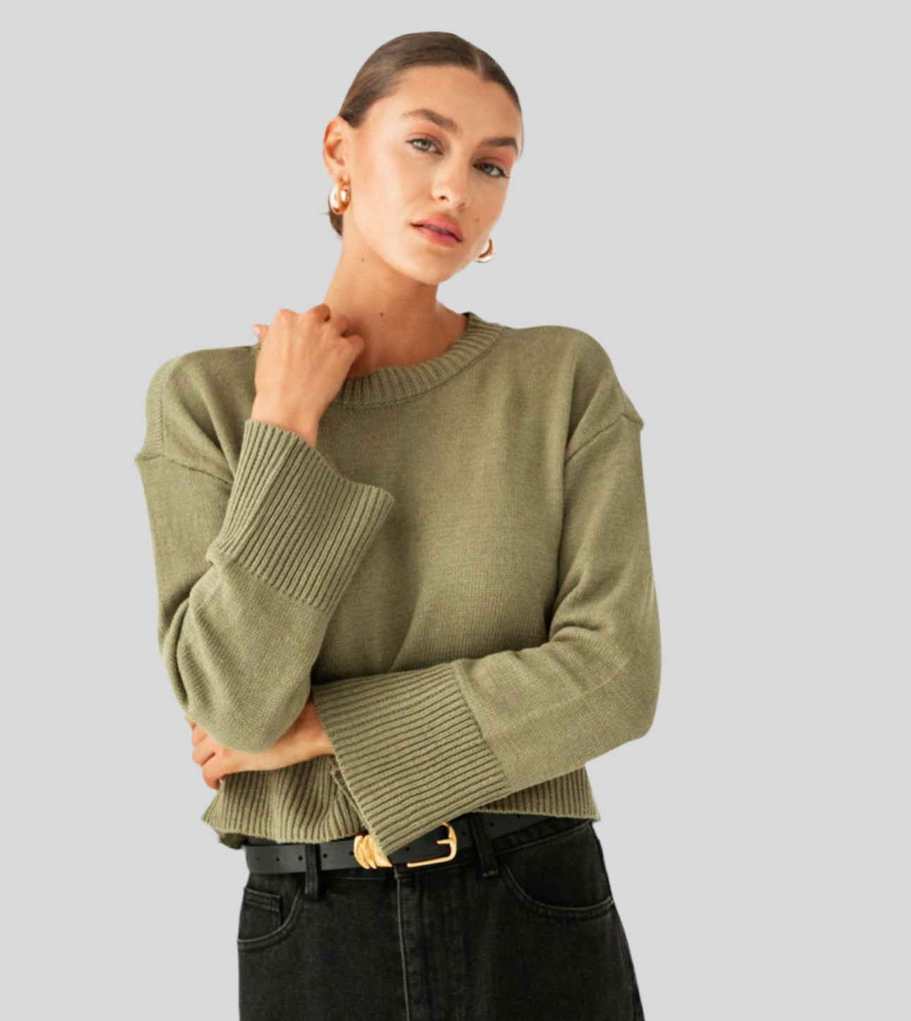 Cardinal Crop Khaki Knit Jumper