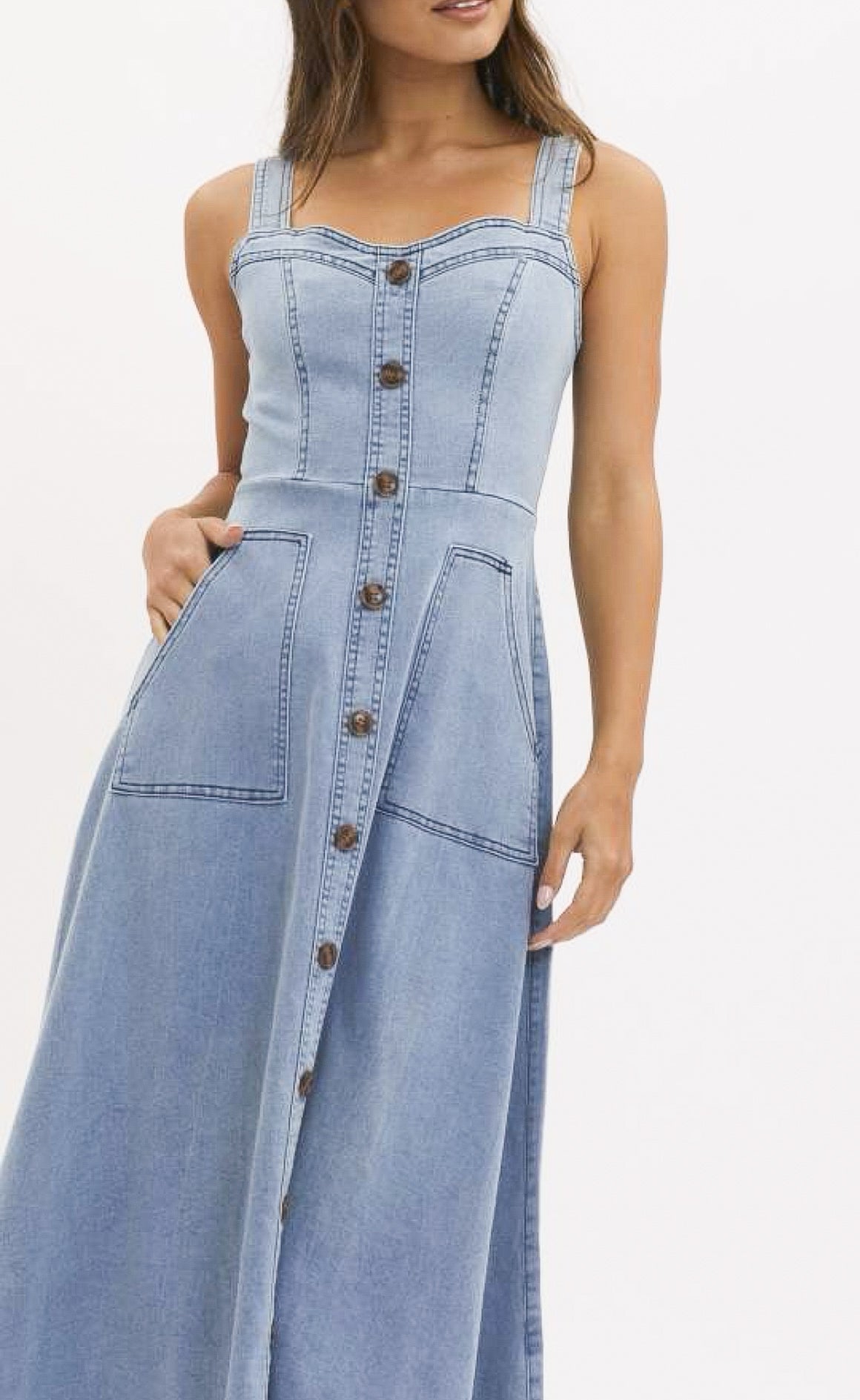 Paris Light Denim Maxi Dress