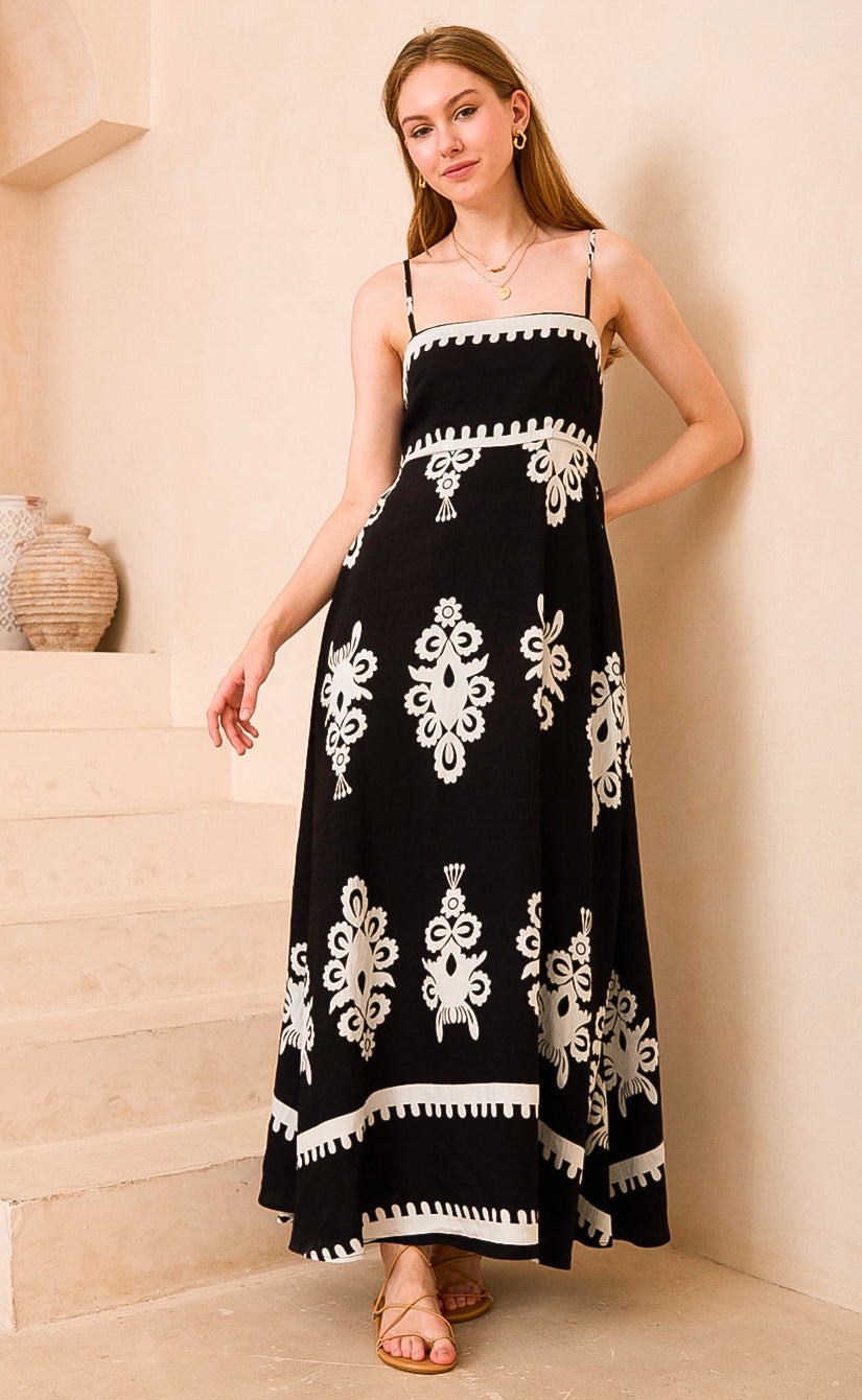 Bali Dreams  Black/White Maxi  Dress