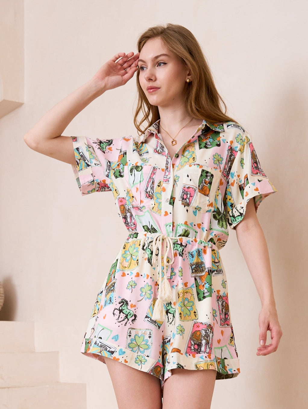 Poker Print Playsuit