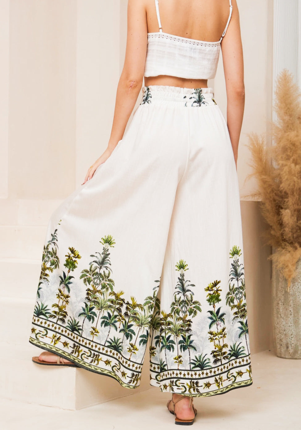 Palm Tree Print Palazzo Pants