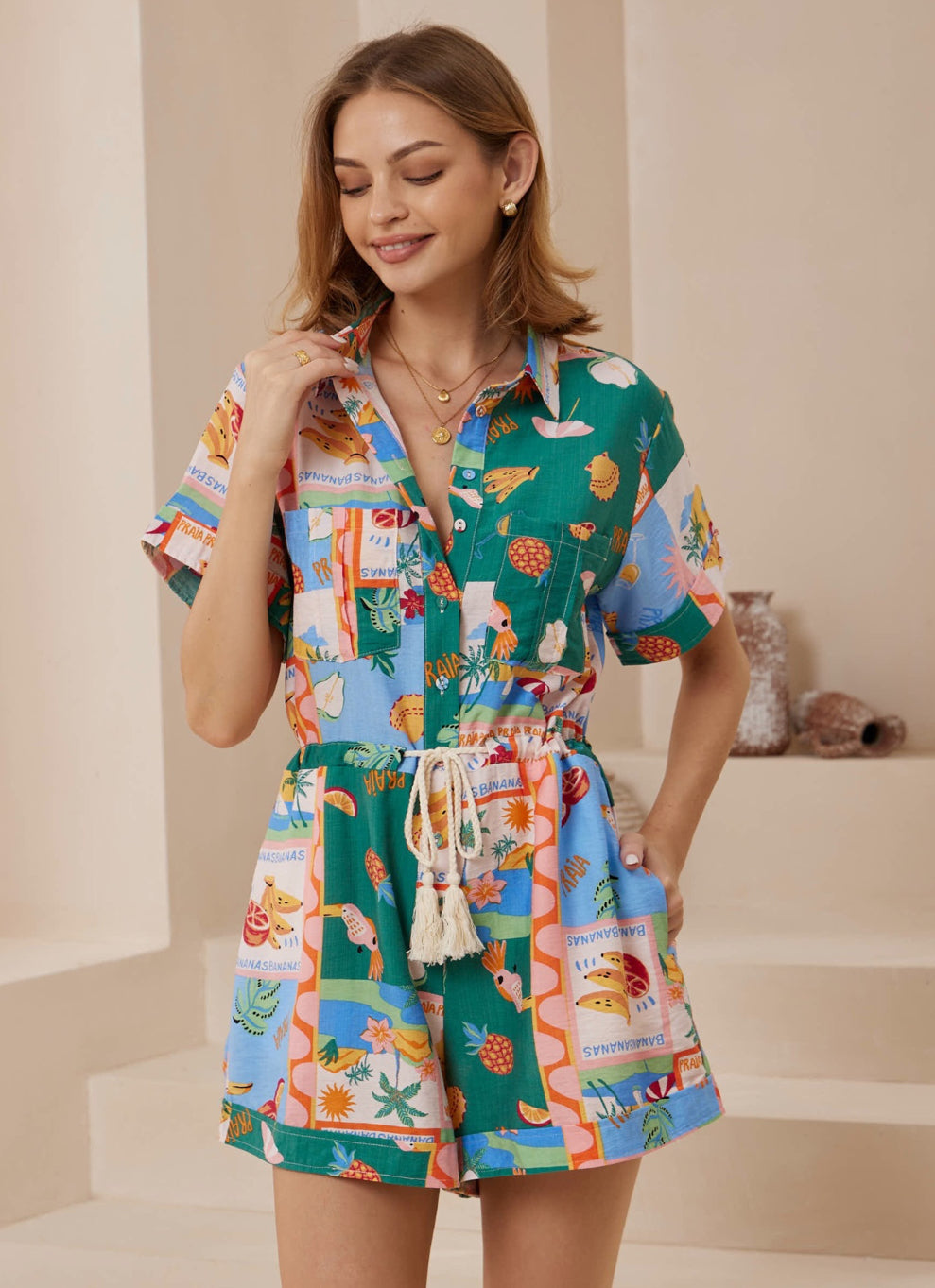 Carbo Pinapple Print Playsuit