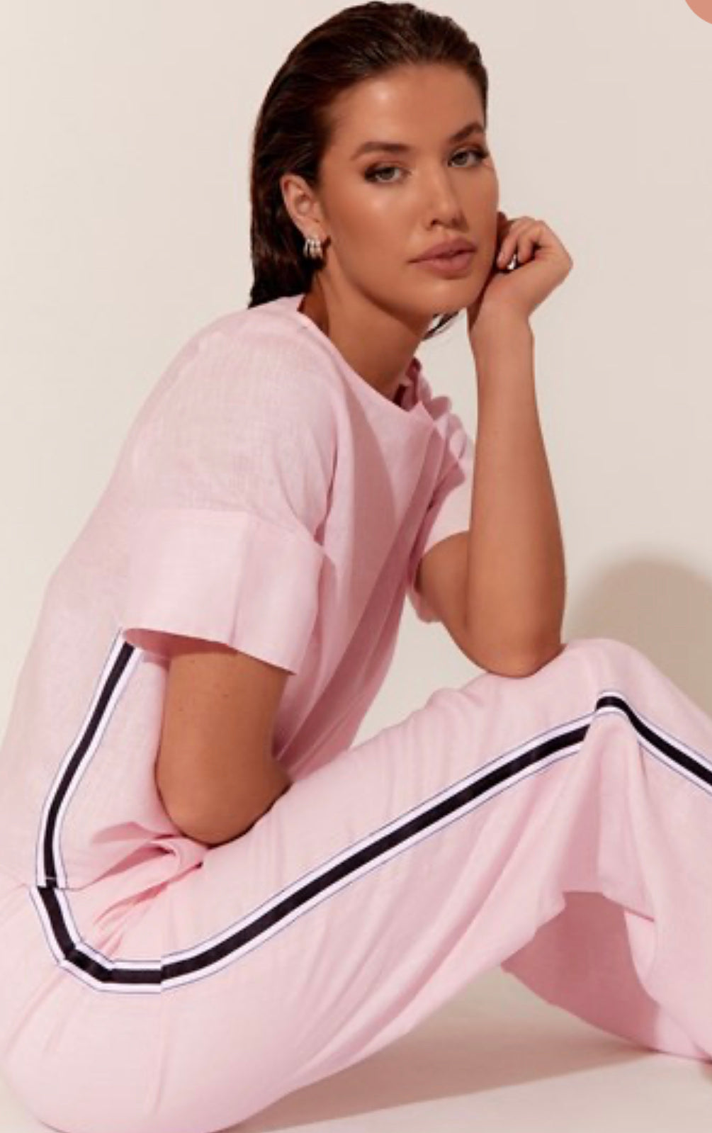 CONNIE Pink GROSGRAIN STRIPE TOP