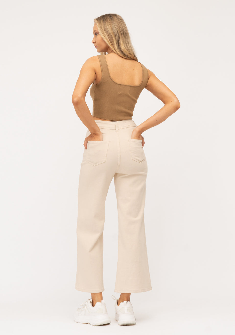 Lexie Oatmeal Crop Wide Leg Jeans