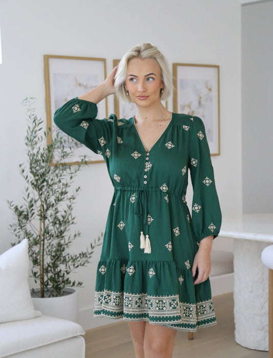 Cassie Emerald Mini Dress