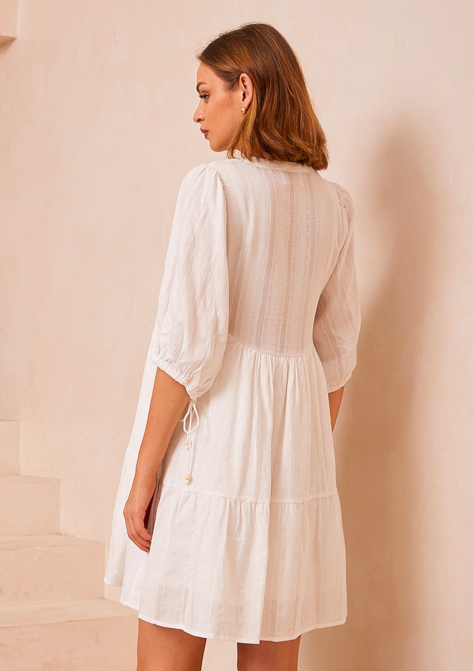 Belinda White Embossed Dress