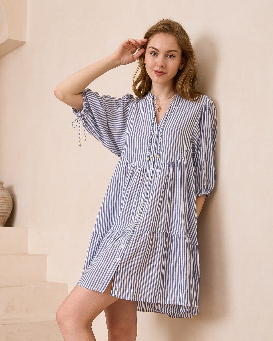 Belinda Blue and White Stripe Dress