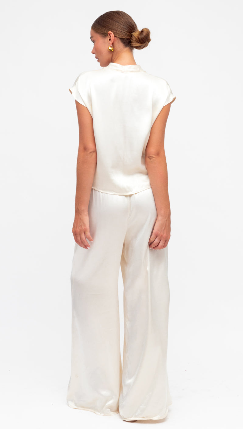 Nicole Cream Satin Pant