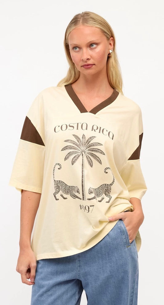 Costa Rica Beige/ChocolateOversized Vintage Tee