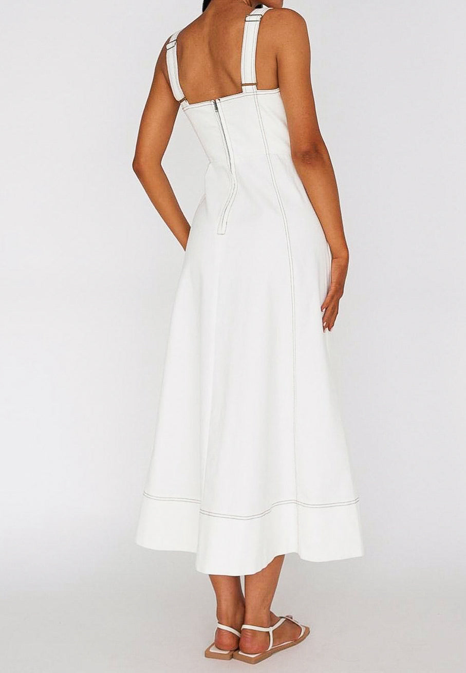 Paris White Denim Maxi Dress